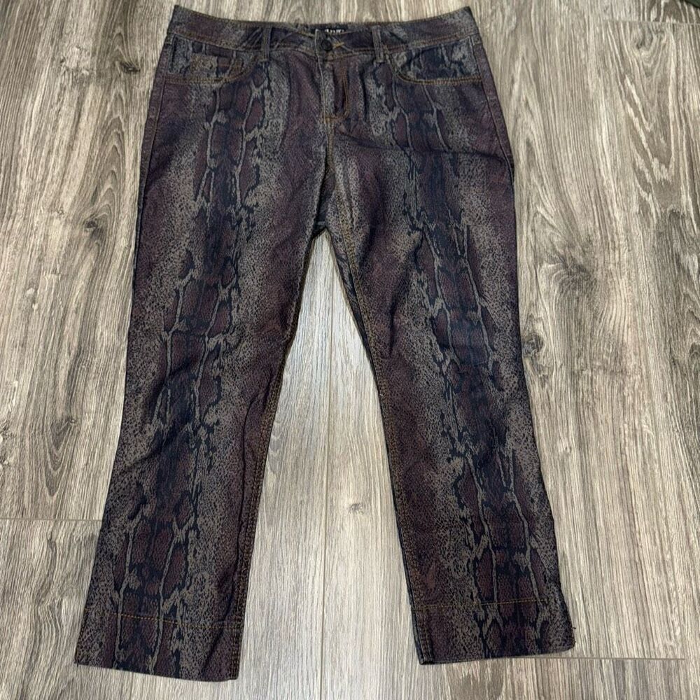 A.n.a Dark Rainbow Snakeskin Skinny Crop Jeans Size 12 Petite